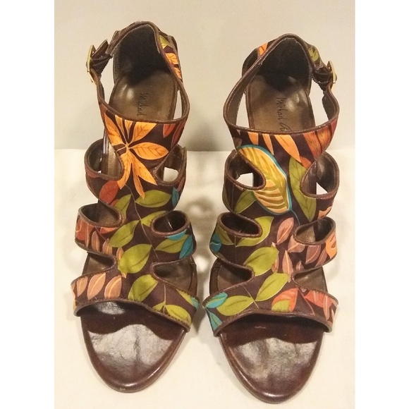 Michael Antonio Heels W Buckle Leaves Brown 7.5 - Picture 1 of 6
